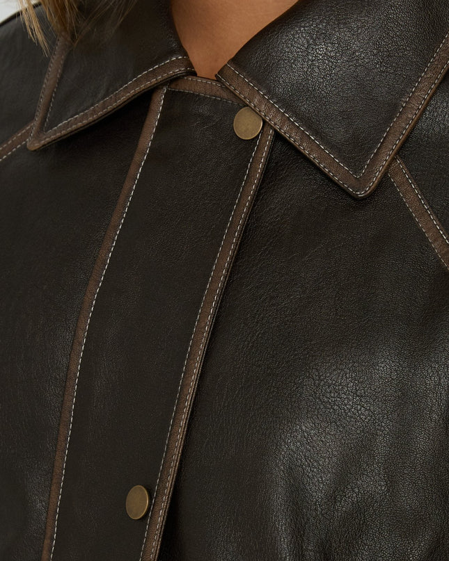 Jaxton Faux Leather Jacket Brown