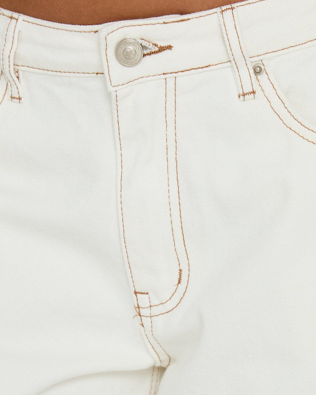 Naylor Mid Rise Wide Leg Jeans Cream