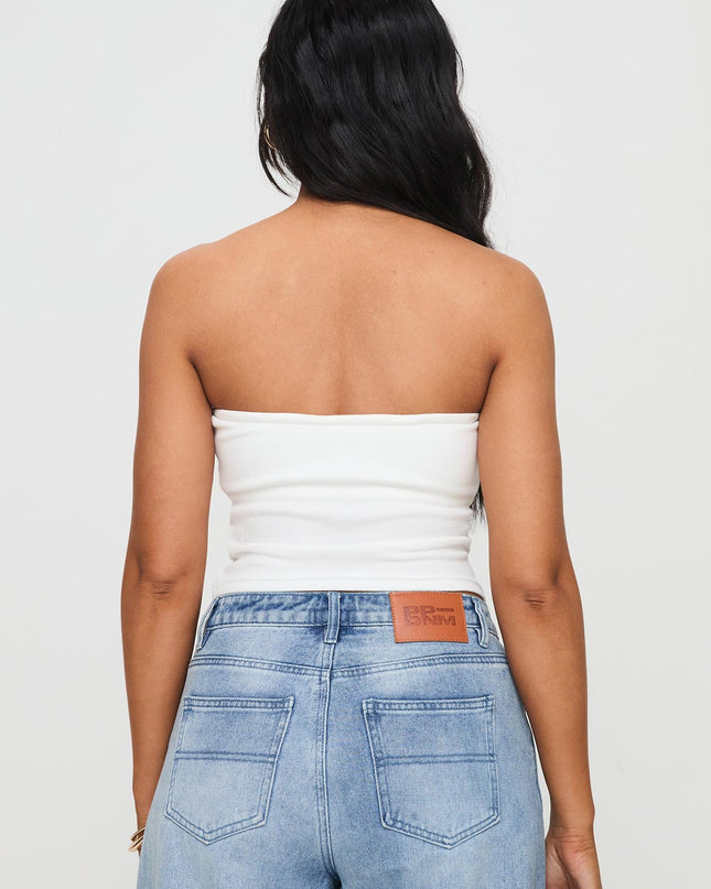Baseline Strapless Rib Top White