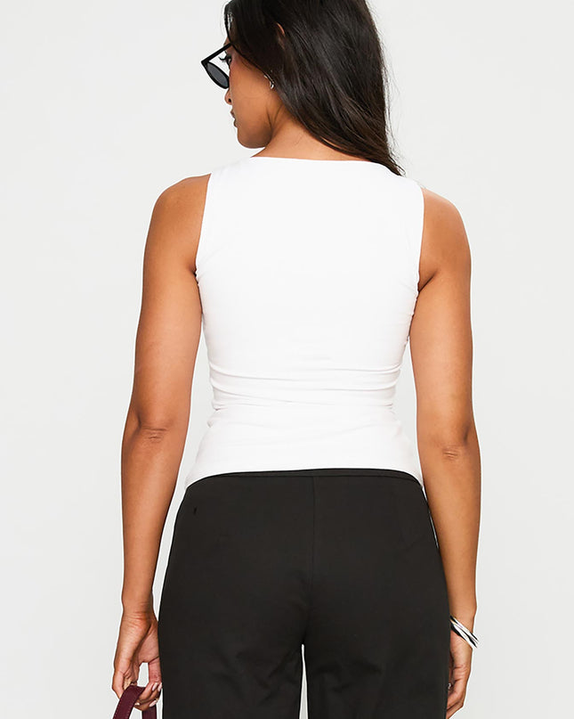 Lose Your Number High Neck Top White