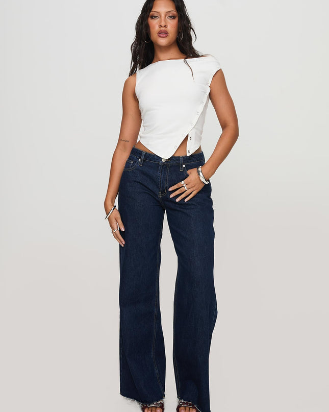 Darla Low Rise Straight Leg Jean Dark Blue Wash