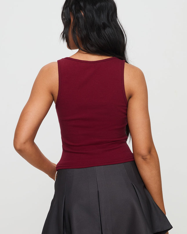 Baseline Square Neck Rib Tank Top Red