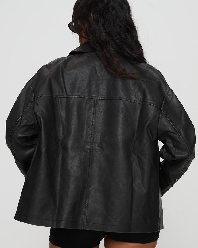 Napoleon Faux Leather Jacket Black