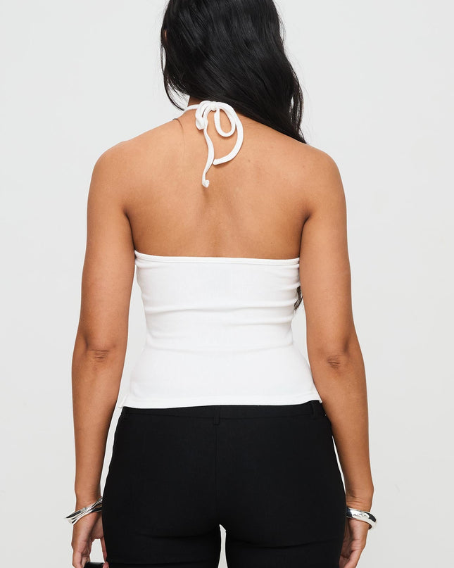 Baseline Halter Rib Top White