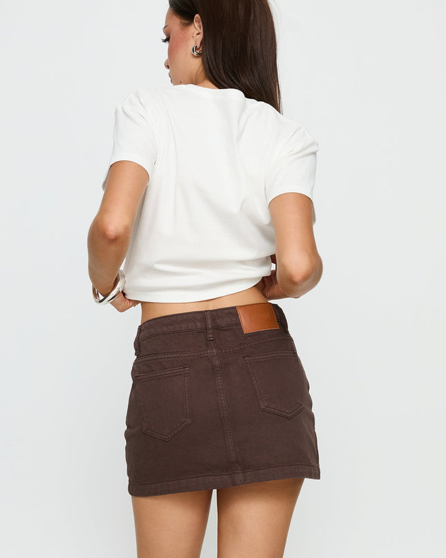 Nickei Denim Mini Skirt Chocolate