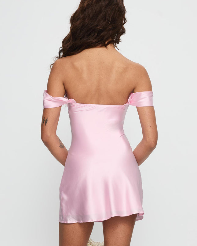 Zabbarra Off The Shoulder Mini Dress Light Pink