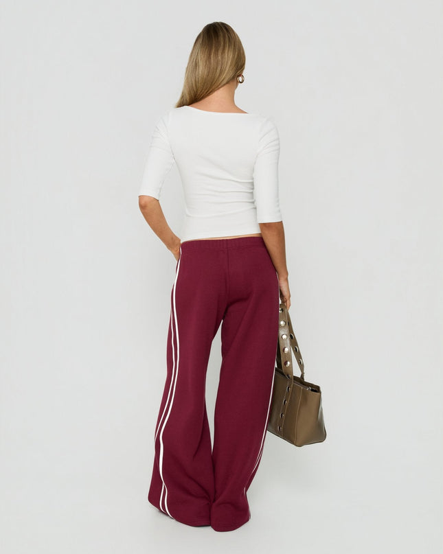 Kennah Wide Leg Sweat Pants Cherry