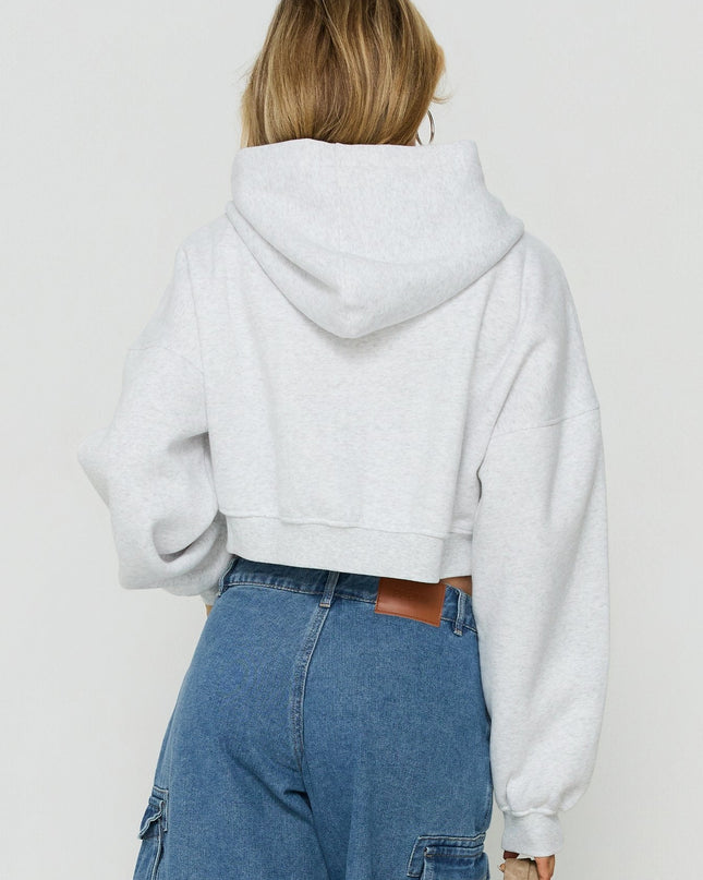 Zellah Double Ended Zipper Hoodie Grey Marle