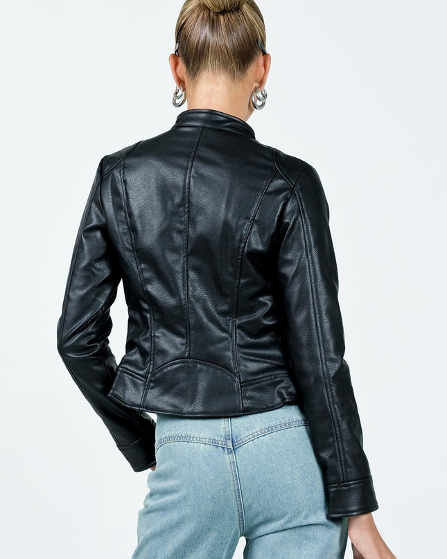 Pottsville Faux Leather Moto Jacket Black