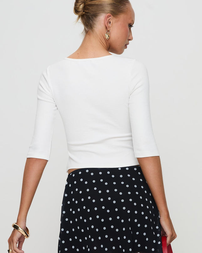 Elaia 3/4 Sleeve Top White