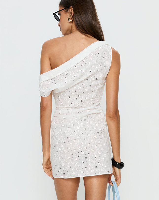 Sweetheart Mini Dress White Anglaise