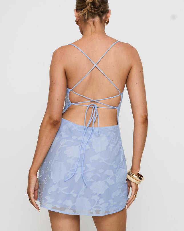 Celena Mini Dress Light Blue Burnout