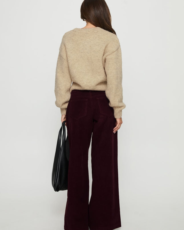 Jacynda Low Waist Wide Leg Corduroy Jeans Currant