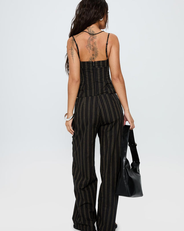 Kierstyn Corset Set Black Stripe
