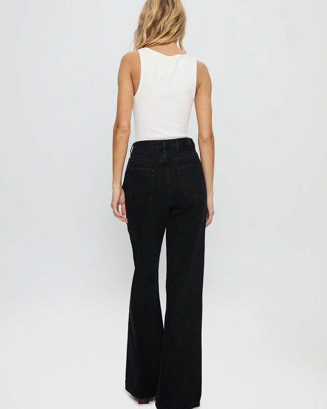 Maple Mid Rise Flare Washed Black