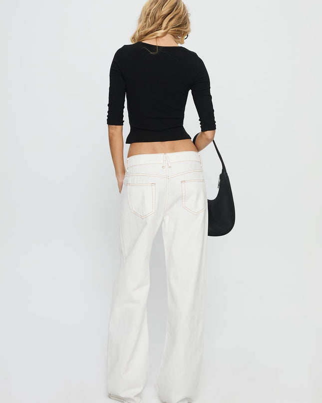 Top Model Low Rise Straight Leg Jeans Porcelain