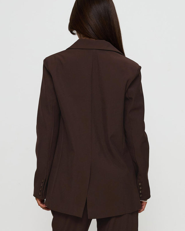 Crowd Pleaser Oversized Blazer Chocolate