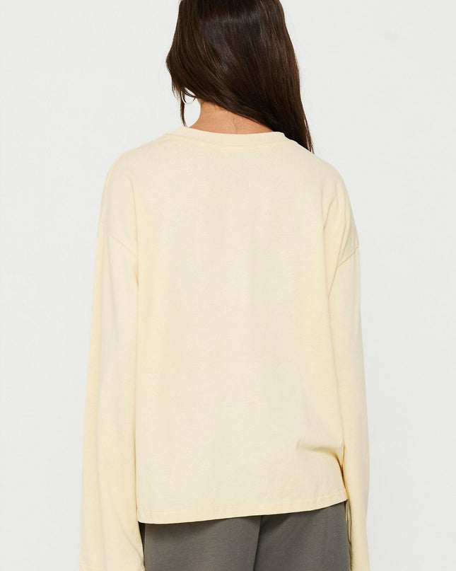 Settle Down Long Sleeve Top Butter Yellow
