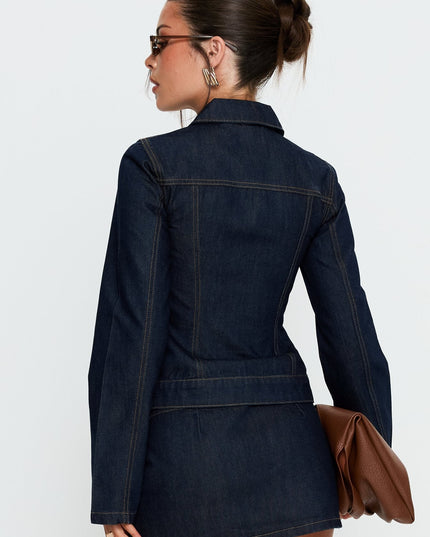 Cristen Cadet Buckle Denim Jacket Indigo