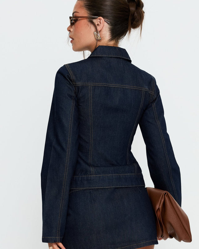 Cristen Cadet Buckle Denim Jacket Indigo
