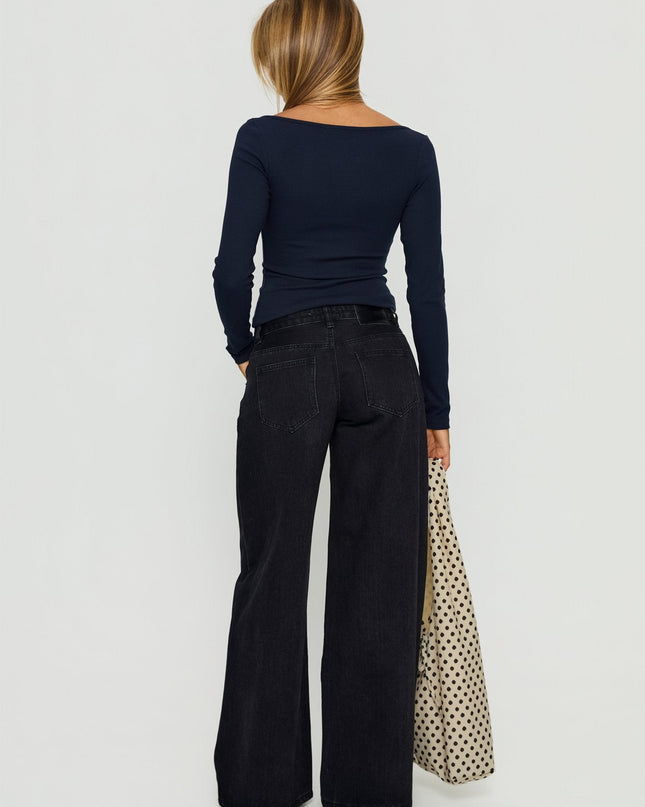 Supercut Low Rise Baggy Pleat Jeans Washed Black