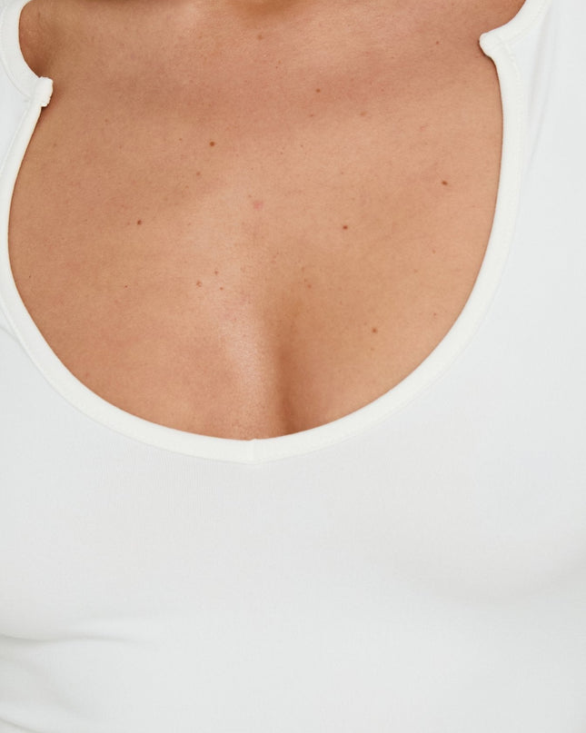 Daily Define Scoop Neckline 3/4 Sleeve Top White
