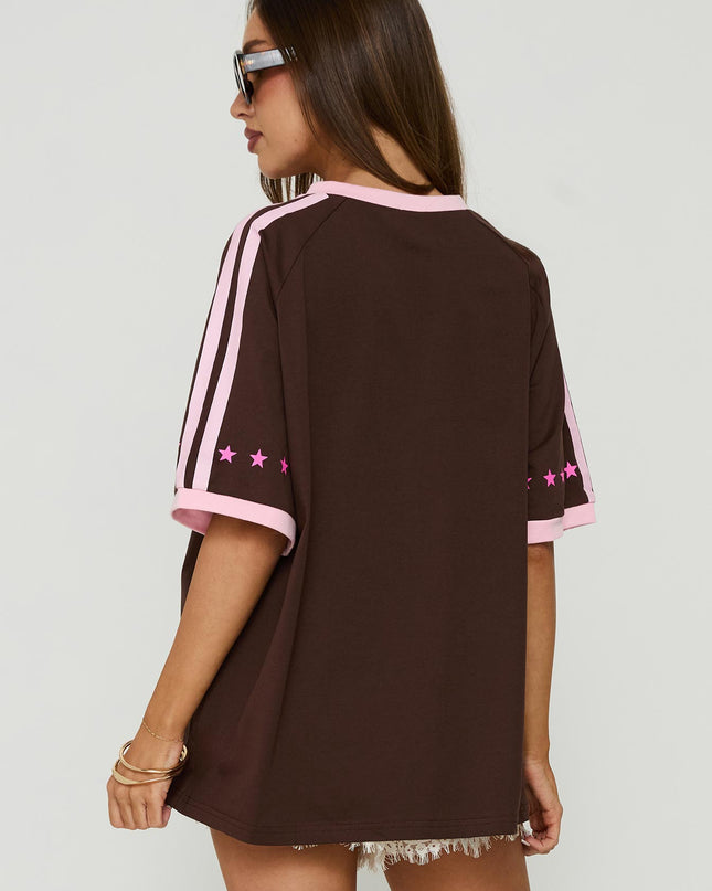 It Ain't Luck Oversized Graphic Tee Brown / Multi