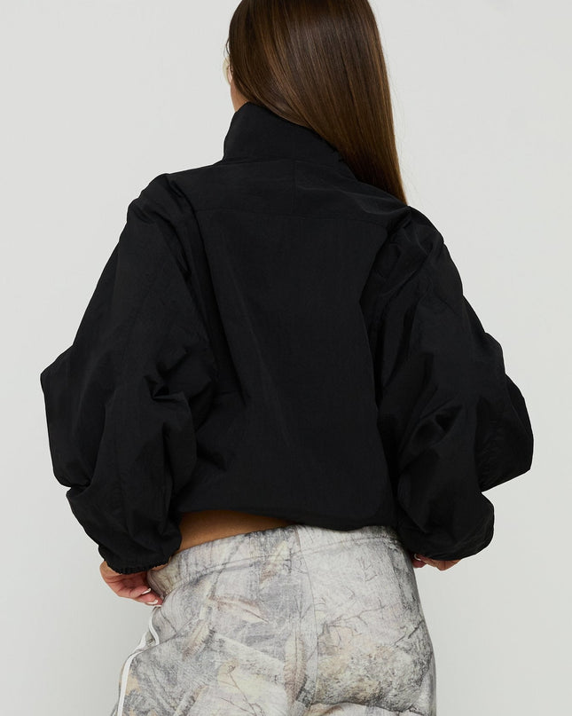 Kallow Funnel Neck Windbreaker Jacket Black