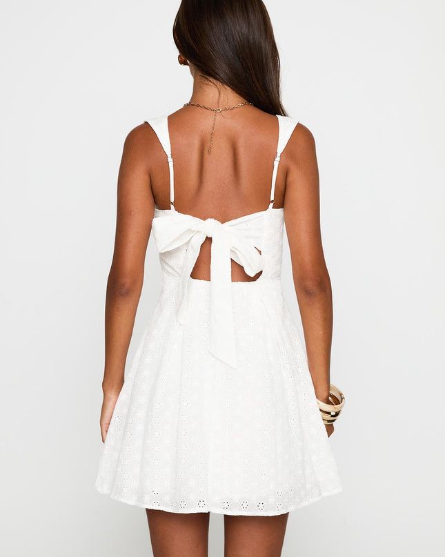 Xanthus Embroidered Mini Dress White