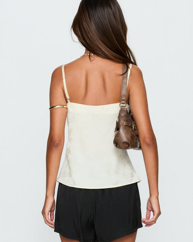 Had Me At Hello Lace Trim Floral Detail Top Cream