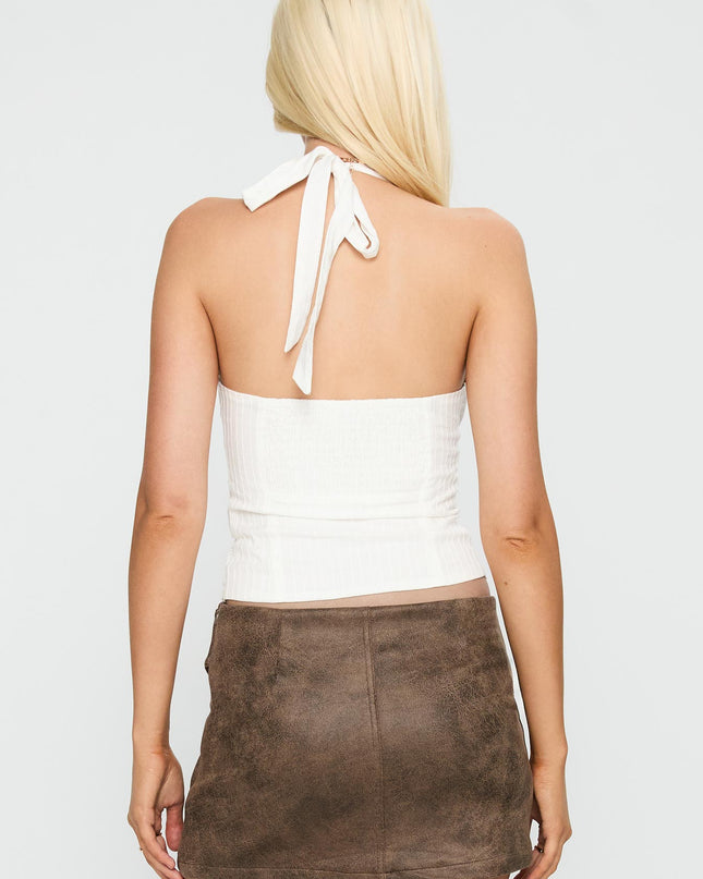 Vayda Halter Top White