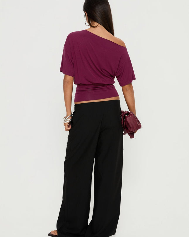 Khane Low Rise Wide Leg Pant Black