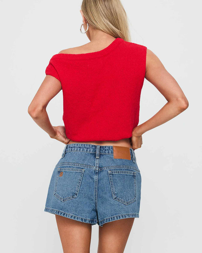 Dreamful Low Rise Mini Denim Shorts Mid Blue Wash