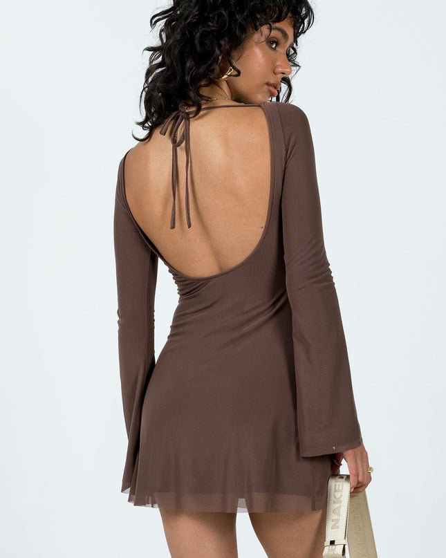 Lukea Long Sleeve Mini Dress Brown