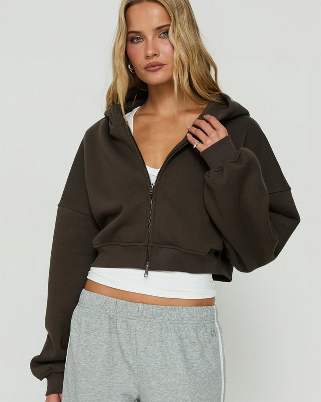 Zellah Double Ended Zipper Hoodie Iron Grey