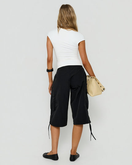 Hudsen Longline Nylon Cargo Shorts Black