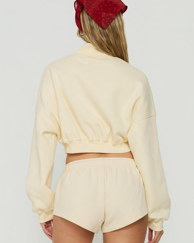 Astridd 3/4 Zip Cropped Jumper Cream