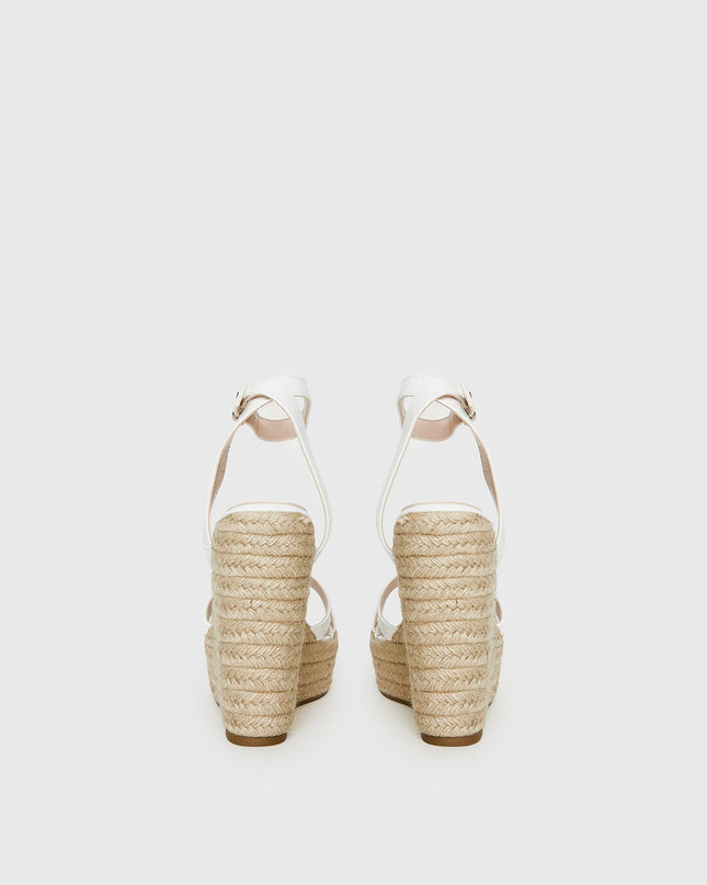 Jesper Espadrille Wedged Heels White Croc