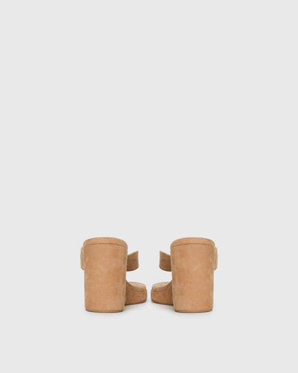Kamiko Wedged Heels Tan Faux Suede