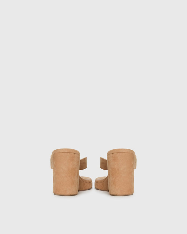 Kamiko Wedged Heels Tan Faux Suede