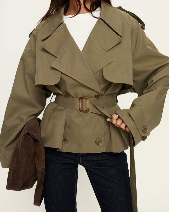 Eldora Cropped Trench Coat Green