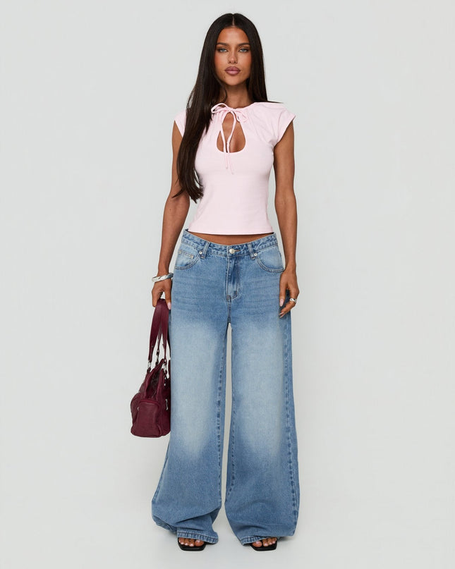 Delectable Tie Detail Short Sleeve Top Pink