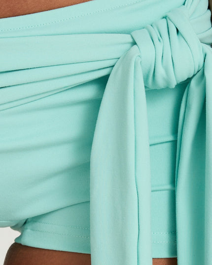 Daily Define Tie Waist Micro Shorts Turquoise