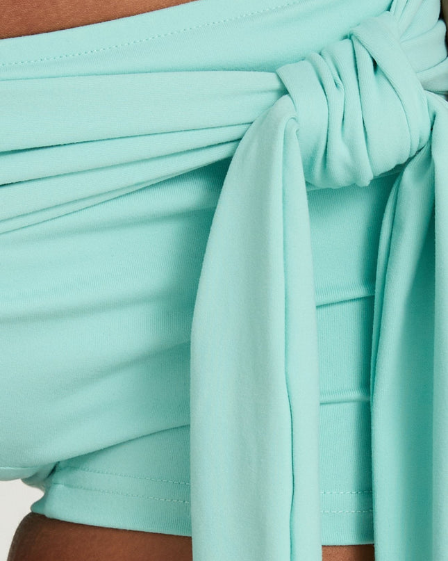 Daily Define Tie Waist Micro Shorts Turquoise