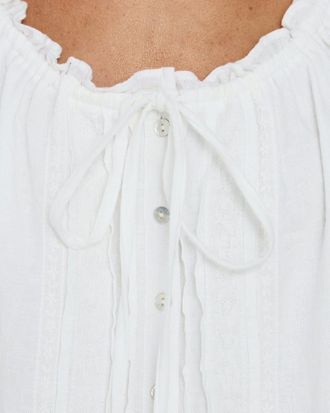 Never Over Floaty Babydoll Top White