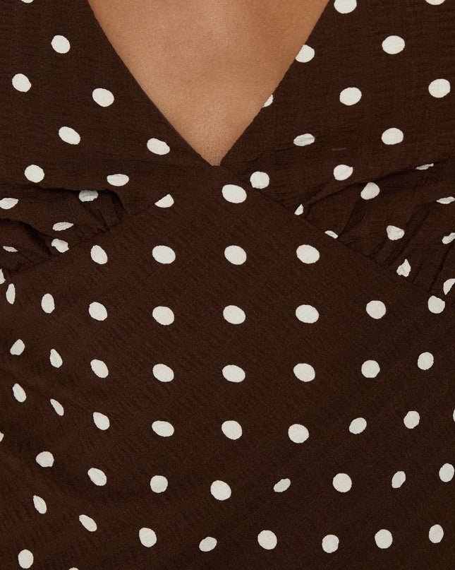 Nellie Maxi Dress Brown Polka Dot