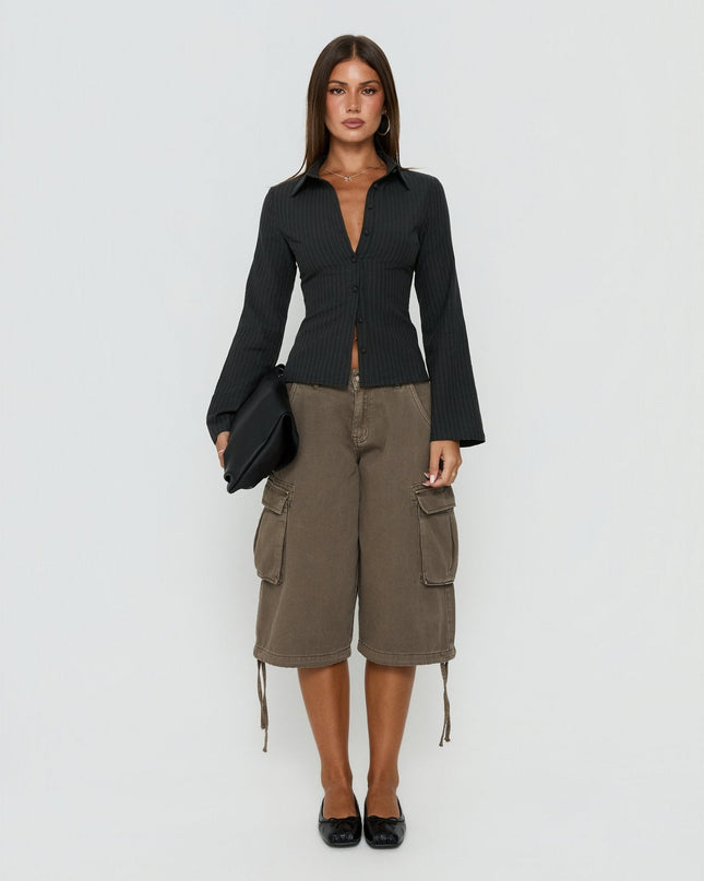 Anni Pinstripe Shirt Black