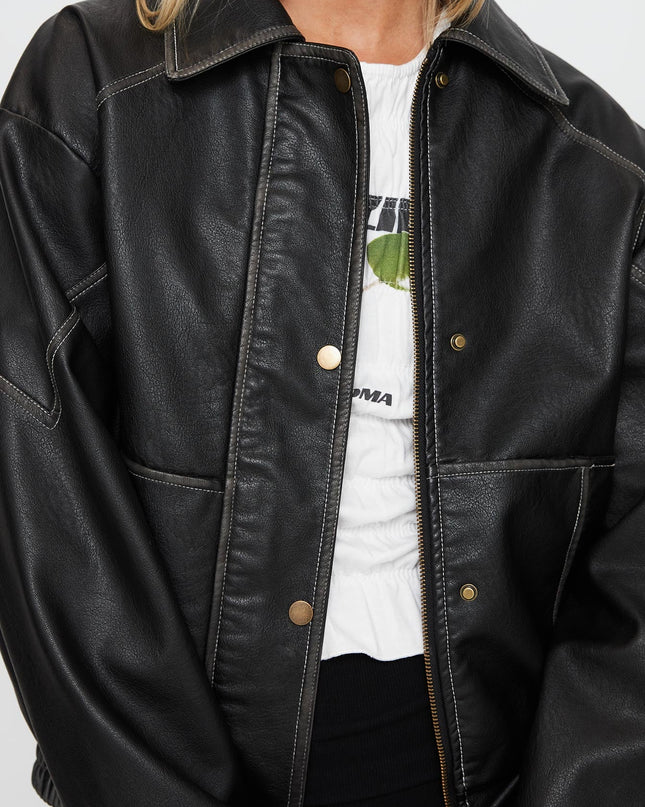 Jaxton Faux Leather Jacket Black