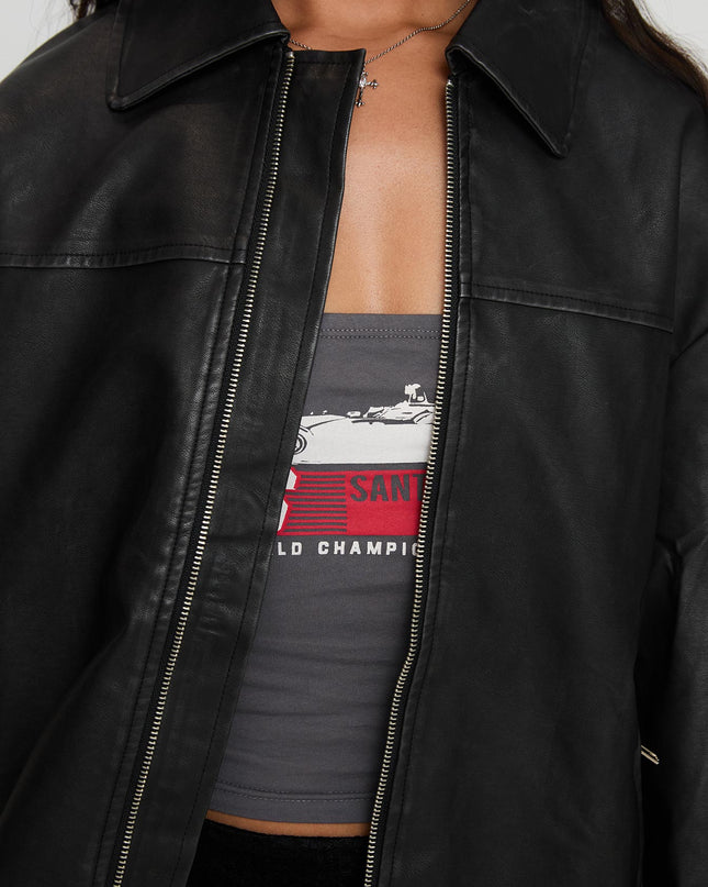 Napoleon Faux Leather Jacket Black