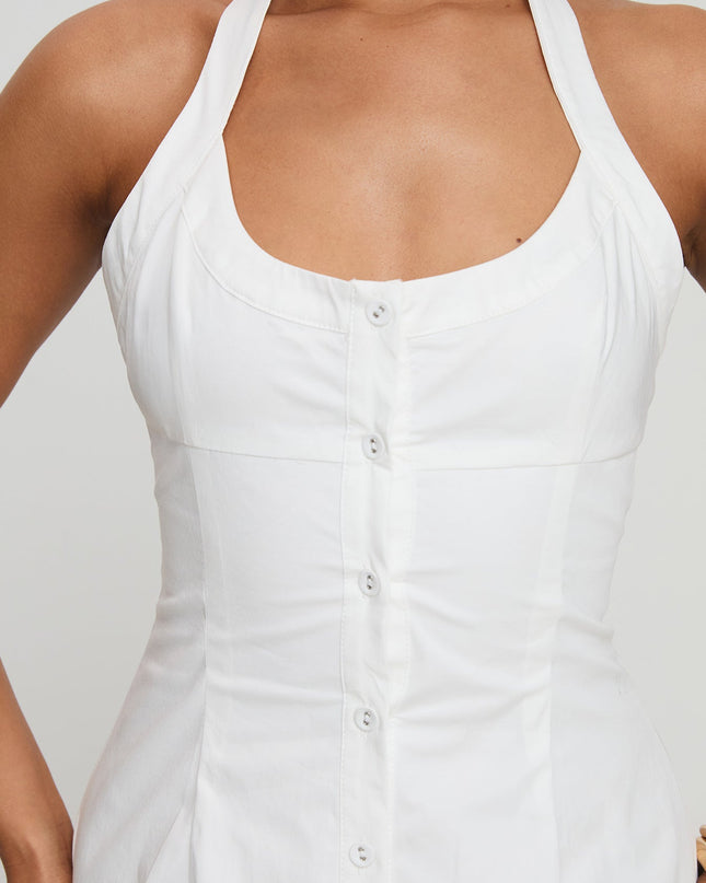 Mallorie Halter Mini Dress White